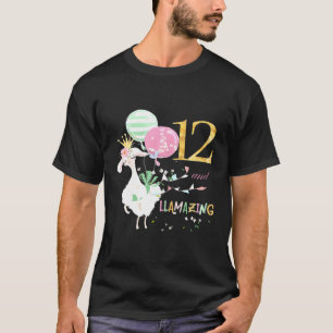 12 Llamazing 12th Birthday Girls Llama T-Shirt