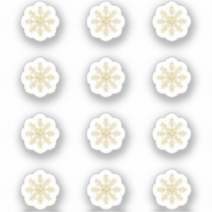 12 Mini Gold Snowflake Stickers