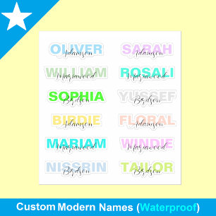 12 Modern Colourful Names, Best Waterproof Sticker