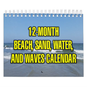 12-Month Beach, Sand, Water, And Waves Calendar