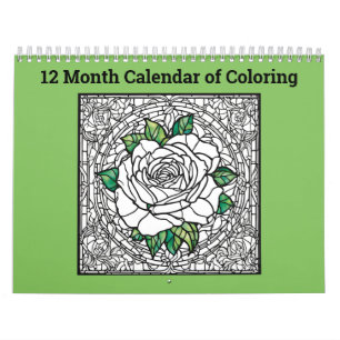 12 Month Calendar of Colouring Roses Butterflies 