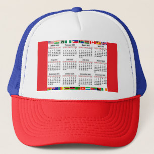 12 month calendar of the year 2025  trucker hat