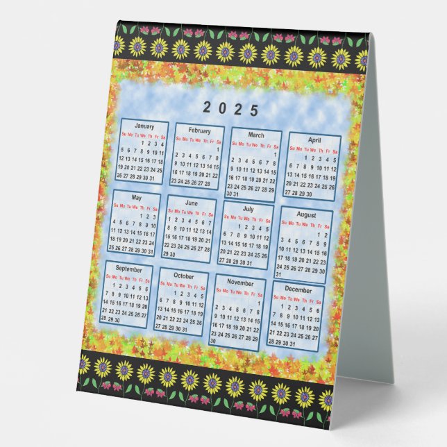 12 month English calendar of the year 2025 (Front)