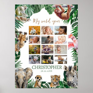 12 month first year photo collage  poster