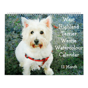 12 Month West Highland Terrier Dogs Westies Gifts Calendar