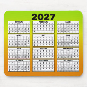 12-Month Year Calendar for 2027 Mouse Pad