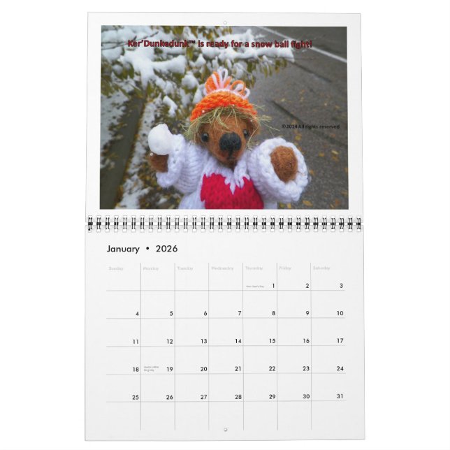 12 Months of Ker'Dunkedunk Bear Calendar (Jan 2026)