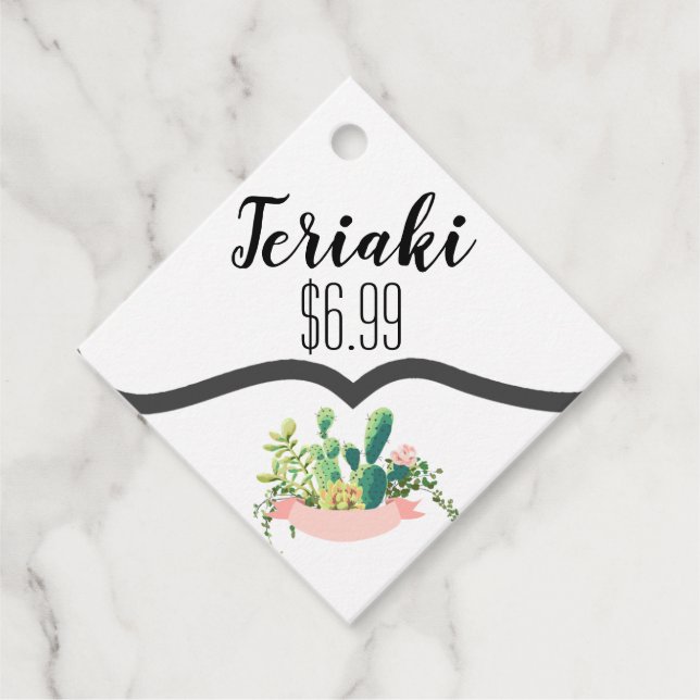 12 Name Price Tags Bohemian Cactus Succulents Dess (Front)