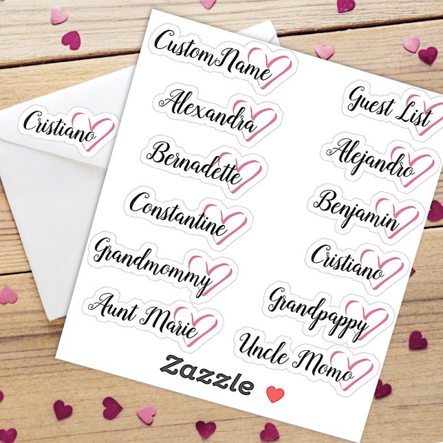 12 Names Custom Guest List Calligraphy Half Heart (Creator Uploaded)
