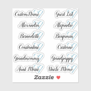 12 Names Custom Guest List Calligraphy Half Heart