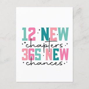 12 New Chapters, 365 New Chances 100 Days Postcard