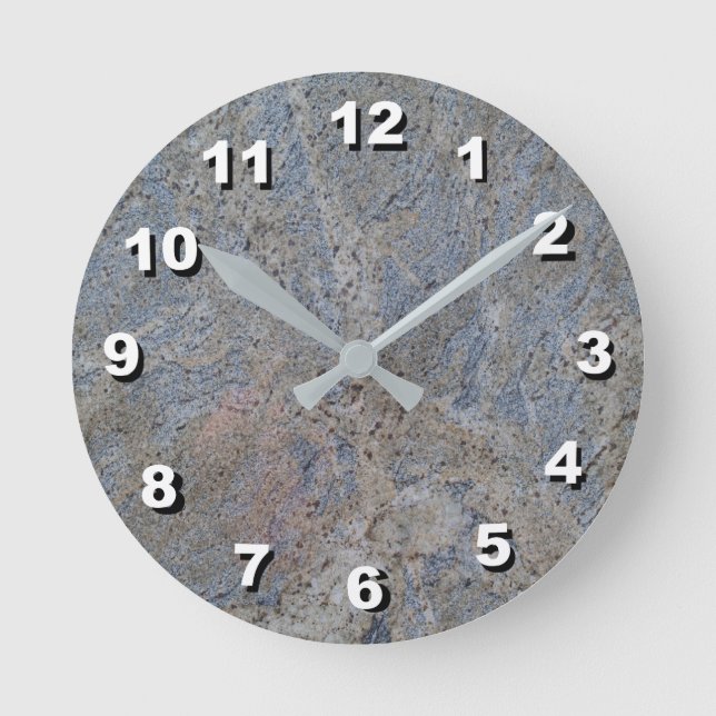 12 Number Choices to Choose-Blue Gray Marble Clock (Front)