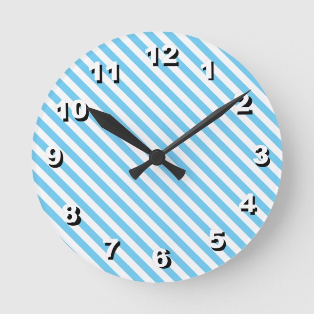 12 Number Choices to Choose-Blue Striped Clock (Front)