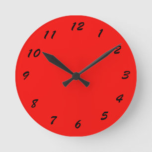 12 Number Choices to Choose From Bright Red Clock