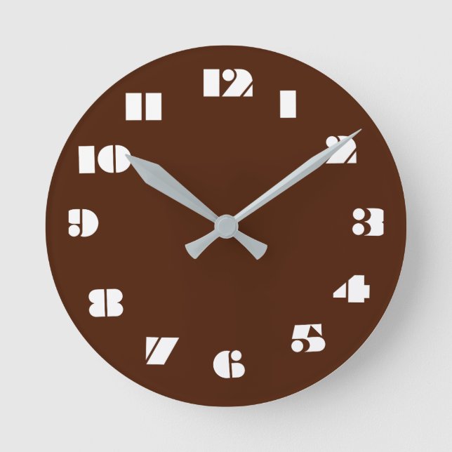 12 Number Choices to Choose From Brown Clock (Front)