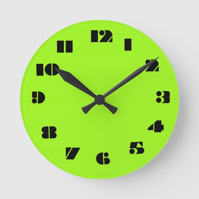 12 Number Choices to Choose From Chartreuse Clock (Front)
