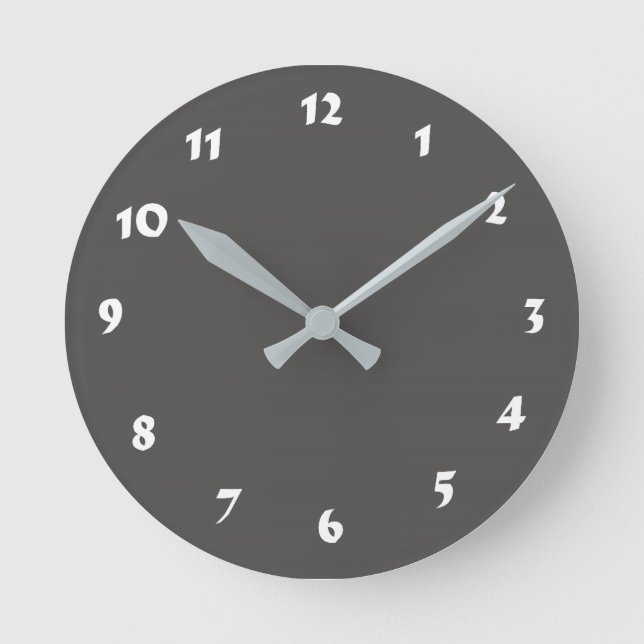 12 Number Choices to Choose From Dark Gray Clock (Front)