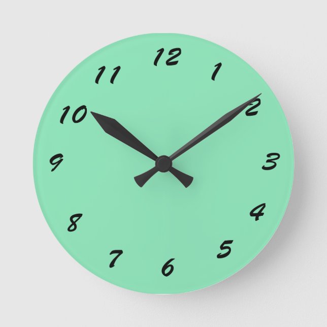 12 Number Choices to Choose From Mint Green Clock (Front)