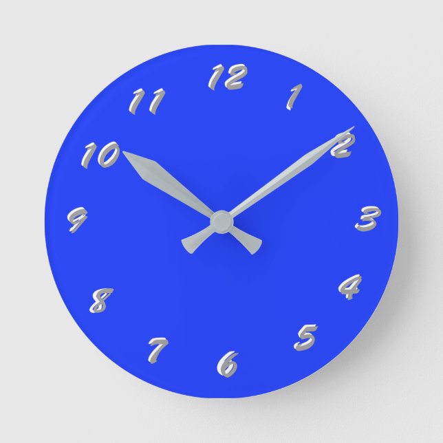 12 Number Choices to Choose From Neon Blue Clock (Front)