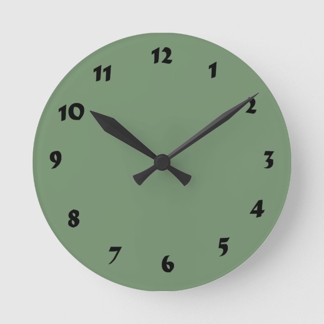 12 Number Choices to Choose From Sage Green Clock (Front)