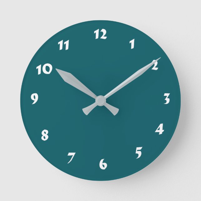 12 Number Choices to Choose From Teal Clock (Front)