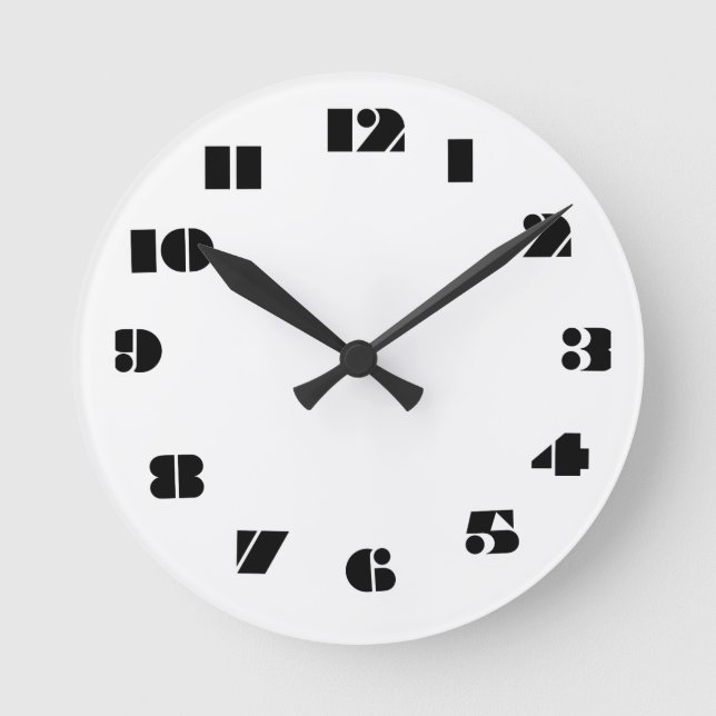 12 Number Choices to Choose From White Clock (Front)