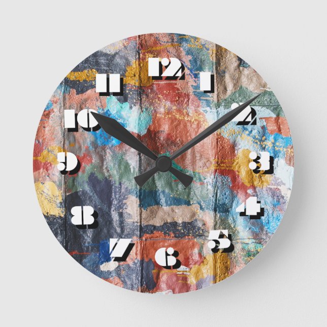 12 Number Choices to Choose -Graffiti-Clock Round Clock (Front)