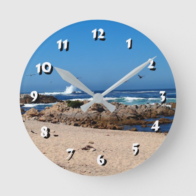 12 Number Choices to Choose -Ocean Waves-Clock Round Clock (Front)