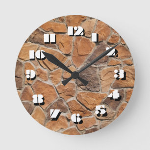 12 Number Choices to Choose-Orange Stone-Clock Round Clock