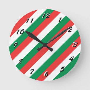 12 Number Choices to Choose -Stripes-Clock Round Clock