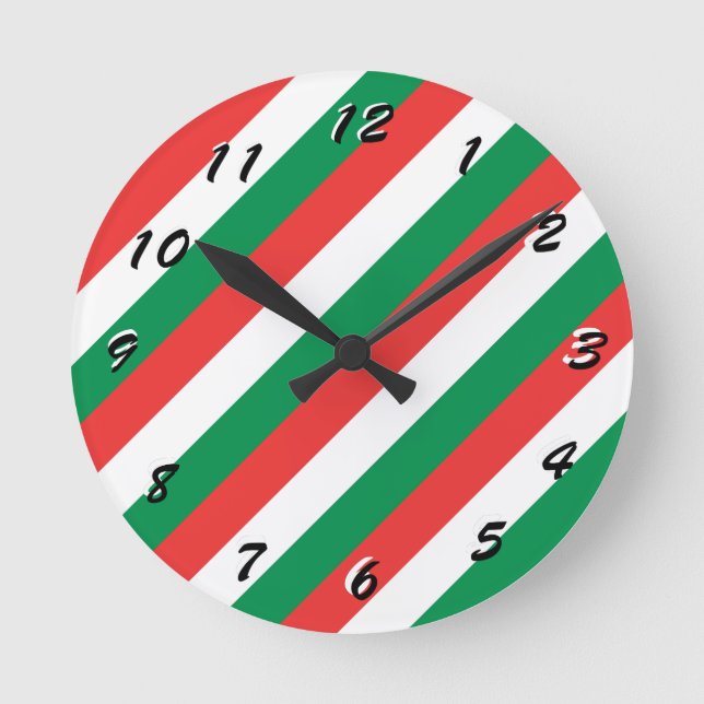 12 Number Choices to Choose -Stripes-Clock Round Clock (Front)
