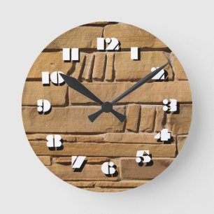 12 Number Choices to Choose-Tan Stone-Clock Round Clock