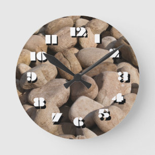 12 Number Choices to Choose-White Stone-Clock Round Clock