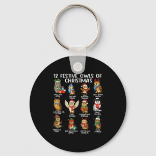 12 Owl Of Christmas Funny Christmas Owl Lover Xmas Key Ring