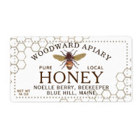12 oz hexagon Honey Label with honeybee