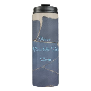 12 oz Insulated Tumbler Peace, Love-Blue Papercut