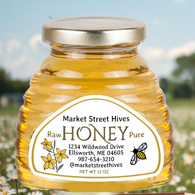 12 oz Skep shape Honey label Flower and Bee Yellow (Creator Uploaded)