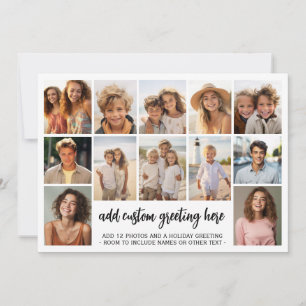 12 Photo Collage - 2 Text boxes - Modern Minimal Holiday Card