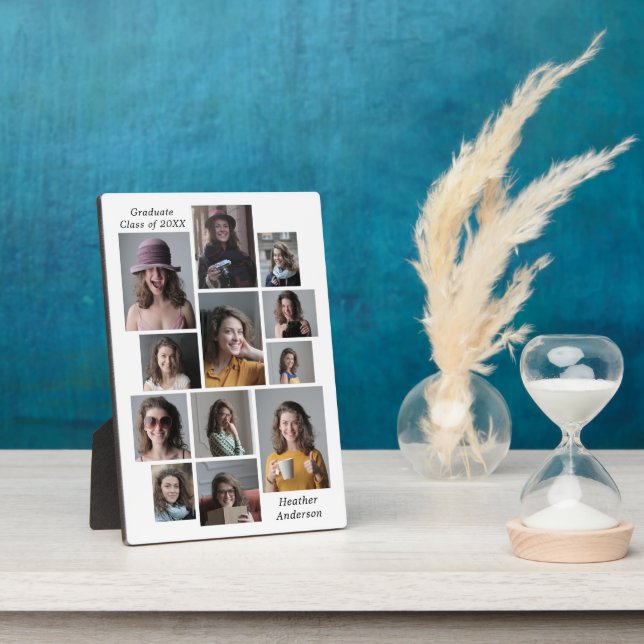 12 Photo Collage Add Any Name Graduation Plaque (Side)