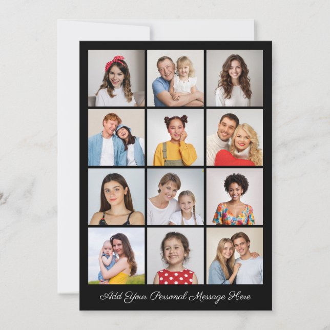 12 Photo Collage Add Your Own Greeting Card (Front)