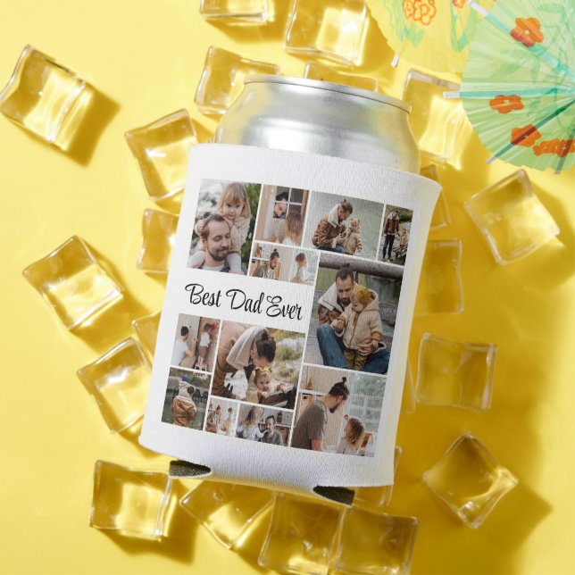 12 Photo Collage Best Dad Ever  Can Cooler (In Situ Summer)