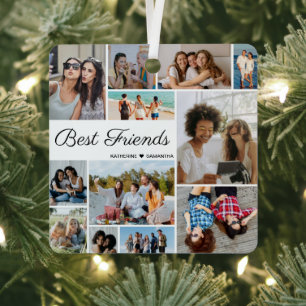 12 Photo Collage Best Friends Forever  C Metal Tree Decoration