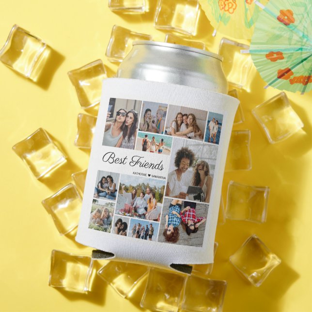 12 Photo Collage Best Friends Forever Can Cooler (In Situ Summer)