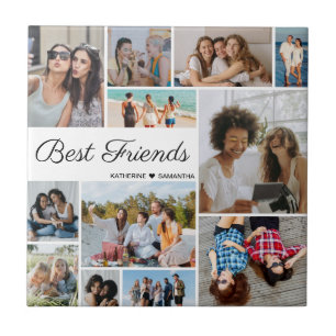12 Photo Collage Best Friends Forever Ceramic Tile