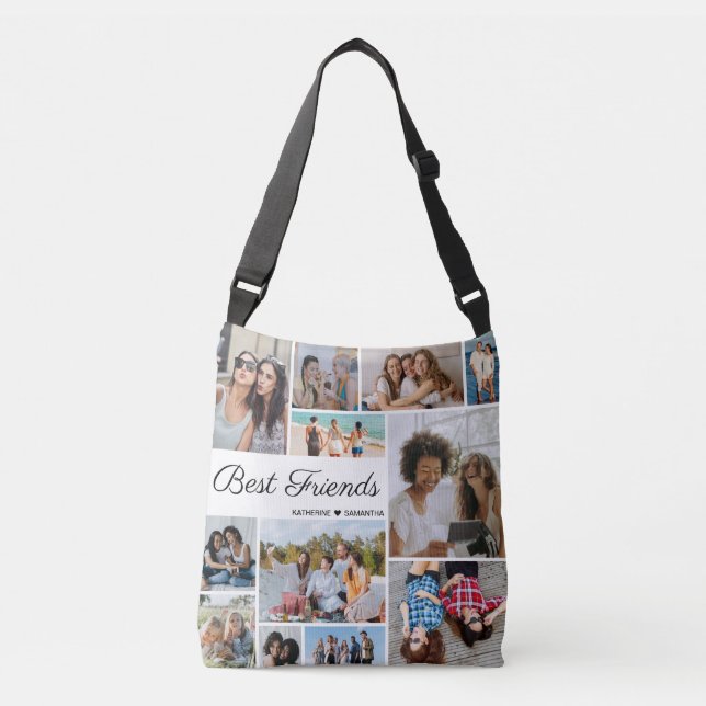12 Photo Collage Best Friends Forever Crossbody Bag (Front)