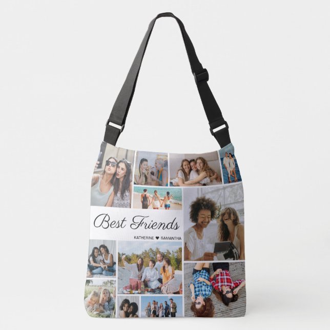 12 Photo Collage Best Friends Forever Crossbody Bag (Front)