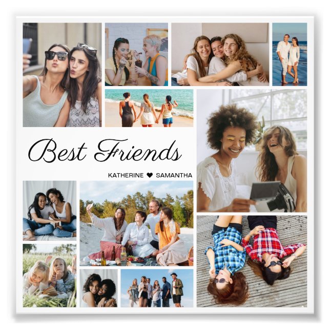 12 Photo Collage Best Friends Photo Enlargement Print (Front)