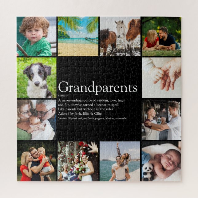 12 Photo Collage Best Grandparents Definition Jigsaw Puzzle (Vertical)