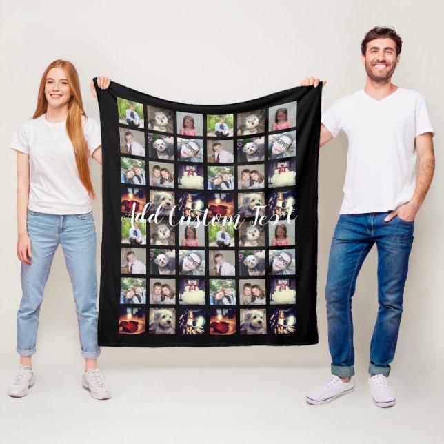 12 Photo Collage CAN EDIT background colour Fleece Blanket (In Situ)