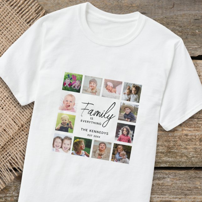 12 Photo Collage Family Is Everything Quote Name T-Shirt (Creator Uploaded)